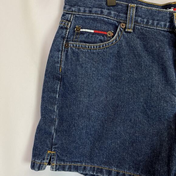 vtg Tommy Hilfiger Tommy Jeans Denim Shorts Women sz 13 Blue Dark Wash 90s Y2K - Picture 3 of 10